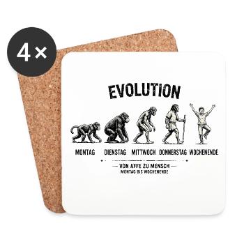 EVOLUTION  Von Affe zu Mensch  Montag - Wochenende - Untersetzer (4er-Set) - Weiß - Vorne
