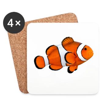 poisson-clown - Dessous de verre (lot de 4) - blanc - Devant