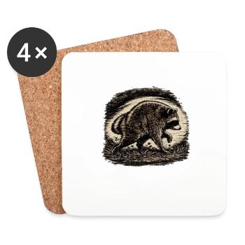 Vintage Waschbär – Retro Wildlife Design | Raccoon - Untersetzer (4er-Set) - Weiß - Vorne