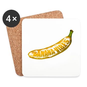 Gelbe Banana Pop Art - Untersetzer (4er-Set) - Weiß - Vorne