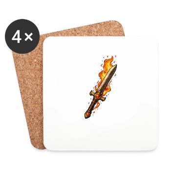 Feuerklinge Flammenschwert - Untersetzer (4er-Set) - Weiß - Vorne