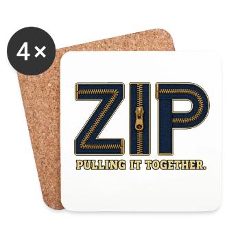 ZIP – Umarme alles | Ein Wortspiel mit einem Schloss - Untersetzer (4er-Set) - Weiß - Vorne