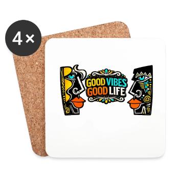 Good Zeiten Good Life Kunst Print - Untersetzer (4er-Set) - Weiß - Vorne