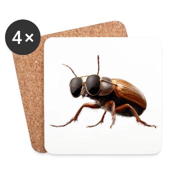 Maikäfer Süßer Hirschkäfer Nashornkäfer Insekten - Untersetzer (4er-Set) - Weiß - Vorne