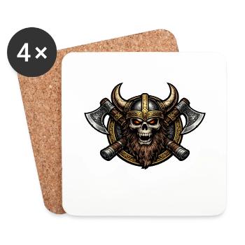 Viking Schädel mit Äxten Emblem - Untersetzer (4er-Set) - Weiß - Vorne
