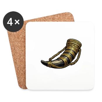 Goldener Hornschmuck - Untersetzer (4er-Set) - Weiß - Vorne