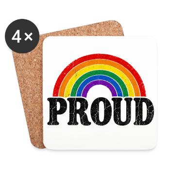 Proud Regenbogen Vintage Cap Shirt Sticker Kissen - Untersetzer (4er-Set) - Weiß - Vorne
