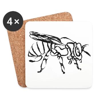 Black Bee – Instecte Illustration - Coasters (set of 4) - white - Front