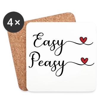 Easy Peasy Design with heart - Coasters (set of 4) - white - Front