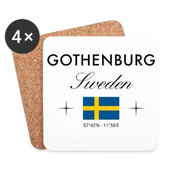Gothenburg Sweden Coordinates Travel Souvenir - Coasters (set of 4) - white - Front