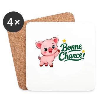 Piwi le cochon - Dessous de verre (lot de 4) - blanc - Devant