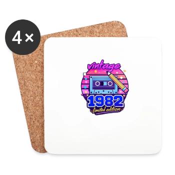 Vintage 1982 Cassette – Limited Edition Retro 80s - Coasters (set of 4) - white - Front
