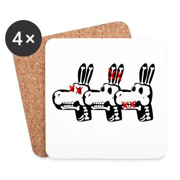 Ânes aux Trois Os - Dessous de verre (lot de 4) - blanc - Devant