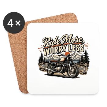 Moto Roulez Plus, Inquiétez-Moins - Dessous de verre (lot de 4) - blanc - Devant