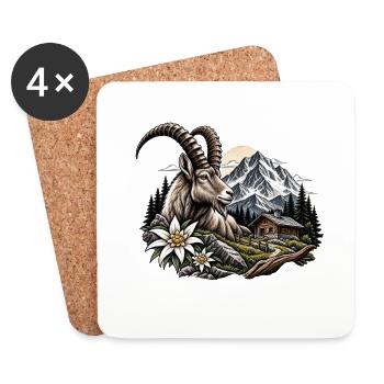 Summit trestle in the alpine forest - Coasters (set of 4) - white - Front