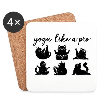 Yoga Cats Funny Cat Yoga Like a Pro - Coasters (set of 4) - white - Front