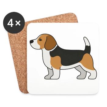 Beagle Color Block Illustration - Coasters (set of 4) - white - Front
