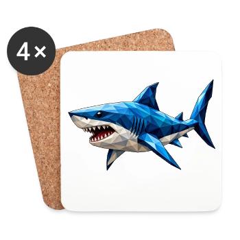 Low Poly Shark - Coasters (set of 4) - white - Front