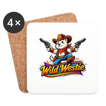 Wild Westie Cowboy Design (Design Original) - Dessous de verre (lot de 4) - blanc - Devant