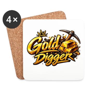 Gold Digger Gloss Motif - Dessous de verre (lot de 4) - blanc - Devant