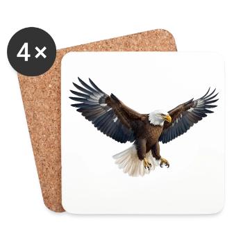 Eagle Flight Force in Flight Pose Bird Eagle Bird - Coasters (set of 4) - white - Front