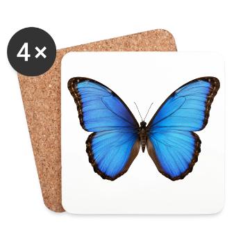 Blue Morpho Butterfly Realistischer Stil - Untersetzer (4er-Set) - Weiß - Vorne