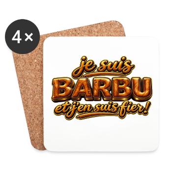 Je suis barbu - Dessous de verre (lot de 4) - blanc - Devant