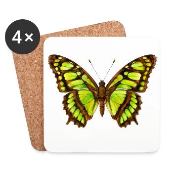 Malachite Butterfly Siproeta stelenes Watercolor - Coasters (set of 4) - white - Front