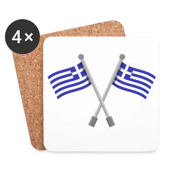 Griechische Flagge - Untersetzer (4er-Set) - Weiß - Vorne