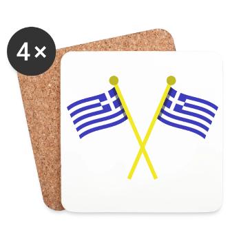 Griechische Flagge - Untersetzer (4er-Set) - Weiß - Vorne