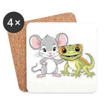 Little_mouse_and_gecko_are_best_friends - Untersetzer (4er-Set) - Weiß - Vorne