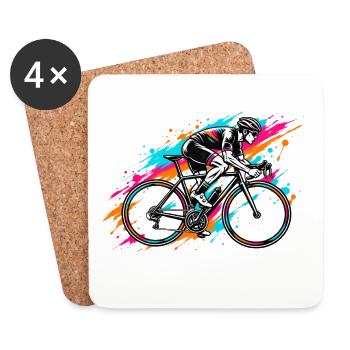Neon-Splash Radfahrer - Untersetzer (4er-Set) - Weiß - Vorne