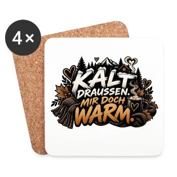 Kalt draussen, mir doch warm. - Untersetzer (4er-Set) - Weiß - Vorne