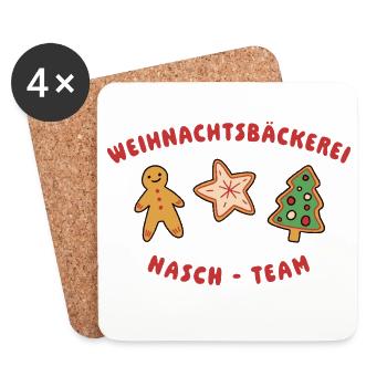 Plätzchen & Kekse Weihnachten - Nasch Team - Untersetzer (4er-Set) - Weiß - Vorne