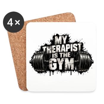 Mein Therapeut ist das Fitnessstudio - Untersetzer (4er-Set) - Weiß - Vorne