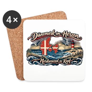 Dänemark im Herzen – Nordsee Wind - Untersetzer (4er-Set) - Weiß - Vorne