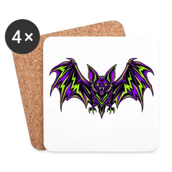 Neonfledermaus Zackenkraft - Untersetzer (4er-Set) - Weiß - Vorne