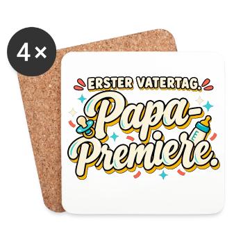 Erster Vatertag Papa-Premiere Neuer Papa - Untersetzer (4er-Set) - Weiß - Vorne