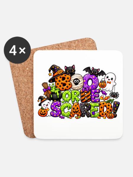Buh oder hab Angst an Halloween - Untersetzer (4er-Set) - Weiß