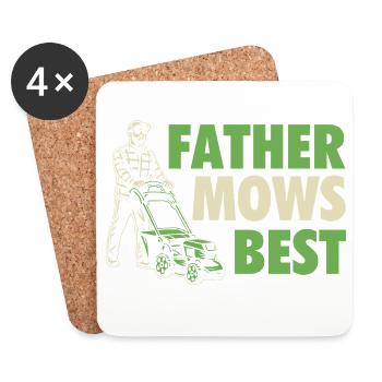 Father Mows Best – Rasenmähen Vatertag - Untersetzer (4er-Set) - Weiß - Vorne