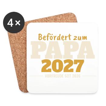 Befördert zum Papa 2027 – für dunkle Shirts - Untersetzer (4er-Set) - Weiß - Vorne
