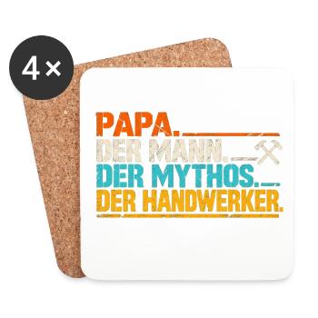 Papa der Mann der Mythos der Handwerker - Untersetzer (4er-Set) - Weiß - Vorne
