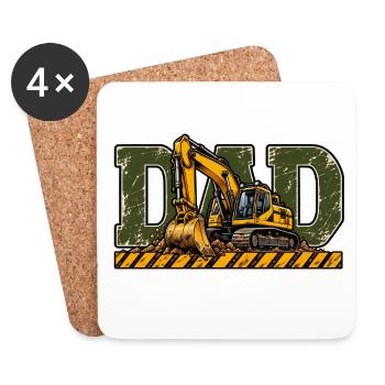 Dad Bagger – Geschenk für Baggerfahrer - Untersetzer (4er-Set) - Weiß - Vorne