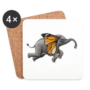Fliegender Elefant - Untersetzer (4er-Set) - Weiß - Vorne