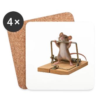 Maus mit Problem. - Untersetzer (4er-Set) - Weiß - Vorne
