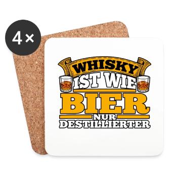 Whisky wie Bier Destilliert - Untersetzer (4er-Set) - Weiß - Vorne