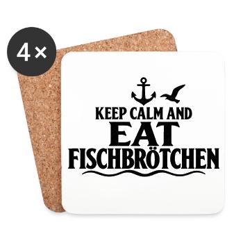Fischbrötchen – Keep Calm an der Küste - Untersetzer (4er-Set) - Weiß - Vorne