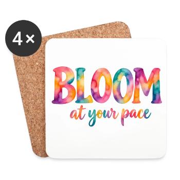 Bloom at your pace – Bunter Aquarell-Spruch - Untersetzer (4er-Set) - Weiß - Vorne