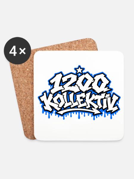 1200 Kollektion Graffiti Label - Untersetzer (4er-Set) - Weiß