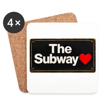 Subway Heart Retro-Schild - Untersetzer (4er-Set) - Weiß - Vorne